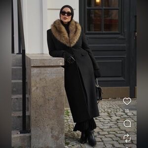 ZARA NWT Wool Blend Coat w Faux Fur Collar ZW Collection